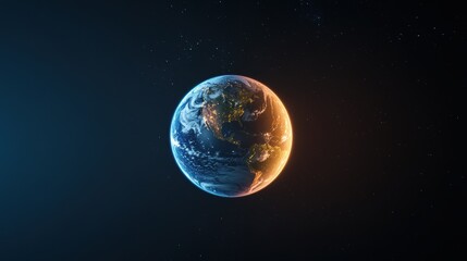 Fototapeta premium A time lapse photo of the Earth rotating from space, showcasing the transition from day to night across continents.
