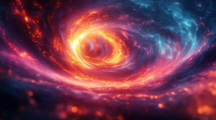 A mesmerizing abstract illustration featuring a swirling vortex of light and color, creating a sense of motion and energy