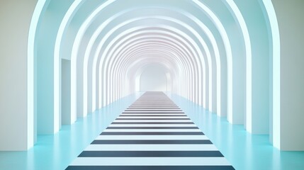 A hallway that seemingly turns into a spiral, leading to an unknown destination, challenging perception.