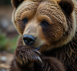 Obraz premium an enchanting image of a cute and smiling grizz AI generative