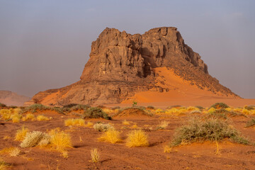 Landscape of Sahara desert in famous area of Djanet.