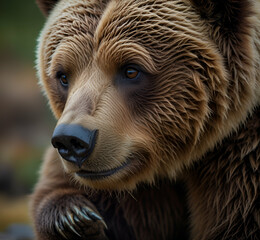 Obraz premium an enchanting image of a cute and smiling grizz AI generative