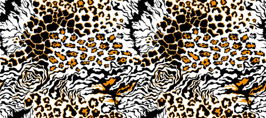 Seamless patchwork pattern. Hand draw animals pattern in vector. Tribal animals collage pattern.