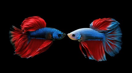 Fototapeta premium Two betta fish, siamese fighting fish Halfmoon betta 