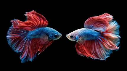 Fototapeta premium Two betta fish, siamese fighting fish Halfmoon betta 