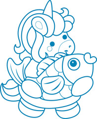 Printable outline Unicorn templates for coloring children's book