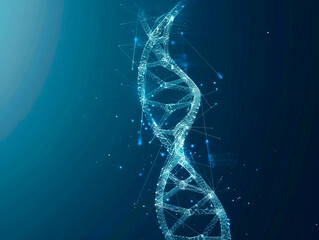 Synthetic cyber DNA molecule. Artificial intelligence neural network. Crystal lattice, molecular structure 3D illustration. Scientific innovations in genetics and microbiology