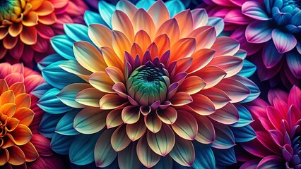 Abstract close-up photo of vibrant flower petals in striking duotone colors