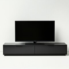 Modern Minimalist IKEA TV Stand with Matte Black Finish and Hidden Cable Management