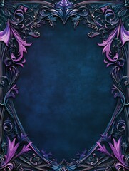 Retro vintage style frame background in dark gothic and vampire themes with art nouveau design in dim purple hues new beautiful stock image illustration AI