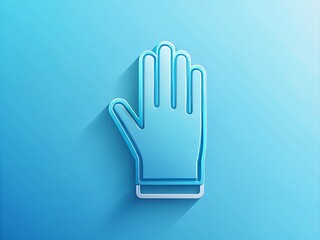 Obraz premium A minimalist illustration of a glove barrier on a soft, gradient blue background, featuring a stylized and simplified design with clean lines and subtle shading, emphasizing the clarity and simplicity