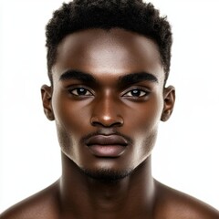 Obraz premium Handsome Black Man with Flawless Skin - Isolated on White Background