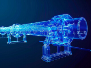 Hyperloop visualization with augmented reality Transparent hyperloop in studio drawing in blue colors. Blurred tunnel vision as concept for modern technology