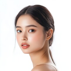 Radiant Thai Actress with Flawless Skin - Isolated on White Background