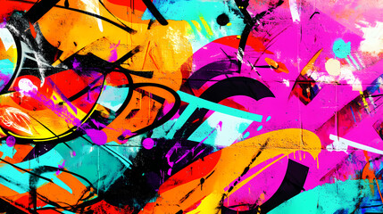 Obraz premium Abstract wall scribbles background. street art graffiti texture with tags, drawings, inscriptions and spray paint stains. Graffiti. Illustration