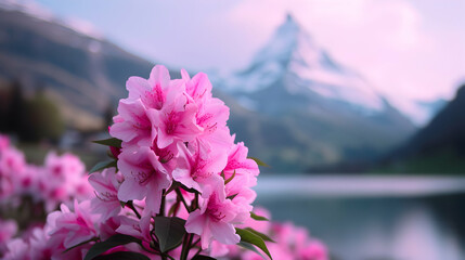 pink flowers in the mountains