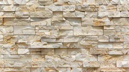 Background texture of wide beige brick wall for home and office design.
