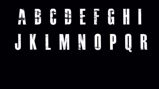 paint stroke Alphabet letters animation, English alphabet stylish animated on black background, alphabet flying a-z letter animation.