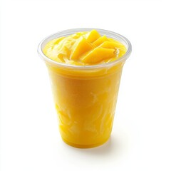 Mango Smoothie in Clear Cup - Isolated White Background for Advertising