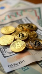 Gold coins surrounded by financial documents, diversified investment portfolios