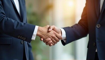 Businessman shaking hands with a partner, partnership in investment deals