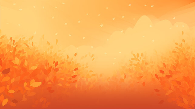 Illustration jaune orang&eacute; avec des arbres et des feuilles d'automne. Ambiance automnale. Septembre, octobre, novembre. Pour conception et cr&eacute;ation graphique. 