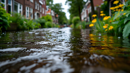 autumn leaves on the river