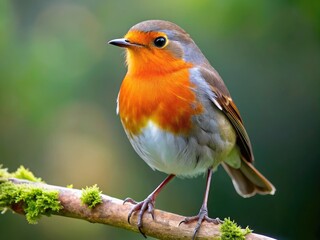 Fototapeta premium A Vibrant Red Robin Perched On A Branch, Its Chest Puffed Out In A Confident Display Of Territorial Prowess.
