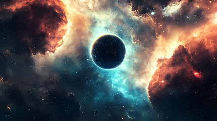 Naklejka premium Captivating cosmic dreamscape a visually stunning interstellar bedroom portal to unlock the mysteries of the universe. Parallel Universe. Illustration