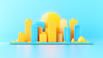 3D miniature cartoon building model of the future
