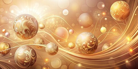Serene wallpaper with warm muted tones, shimmering orbs, and swirling patterns