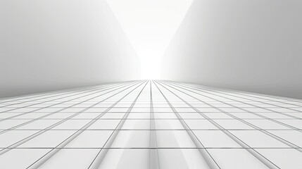 Fototapeta premium A minimalistic perspective view of a grid-like floor leading towards a bright light, emphasizing depth and simplicity.