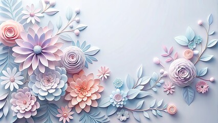 Elegant pastel paper cut flowers with smooth gradients