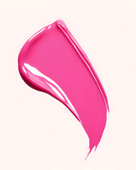 Pink liquid glossy swatch lipstick smear isolated on white background