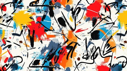 Obraz premium Vibrant abstract art featuring dynamic brush strokes and splashes, showcasing color interplay in a modern design