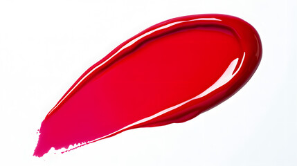 Red glossy liquid lipstick smear isolated on white background	