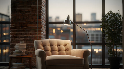 Obraz premium Cozy Corner in an Industrial Flat | Warm and Inviting Interior Design in a Modern Loft Space