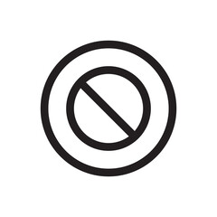 Editable stop prohibitions block icon. Perfect for web and app interfaces, presentations, infographics, etc. Sign forbidden. Icon symbol ban. Black circle sign stop entry ang slash line isolated on tr