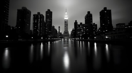 Fototapeta premium New York City Skyline Summer Night