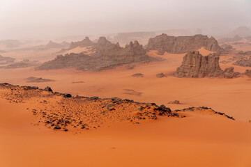 Landscape of Sahara desert in famous area of Djanet.