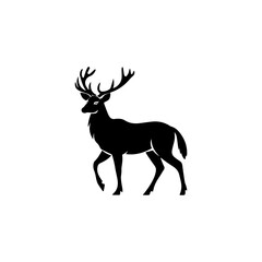 Fototapeta premium Deer silhouette vector on white background.