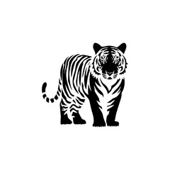 Obraz premium Tiger silhouette vector on white background. 