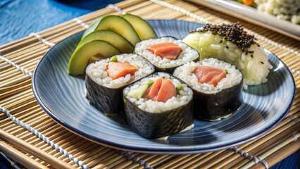 composition of sushi hosomaki with salmon
