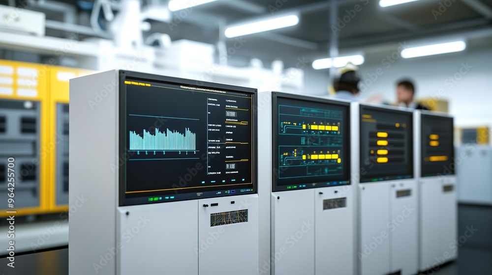 Poster advanced digital control systems monitoring operations in a modern data center during the day
