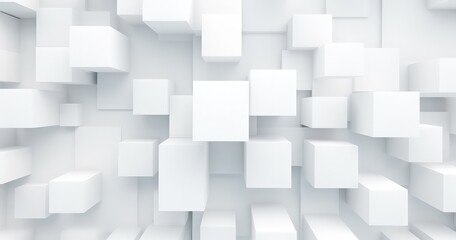 Obraz premium A modern abstract composition featuring an arrangement of white cubes against a light background, creating a sense of depth and space.