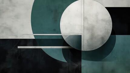 Fototapeta premium A modern abstract composition featuring geometric shapes and a muted color palette, conveying a sense of balance and harmony.