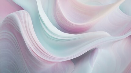 Soft pastel waves of color create a tranquil abstract composition evoking calmness and serenity in a gentle, flowing design