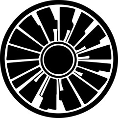 Black and White Engine Turbine Design Illustration