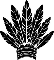 Stylized Feather Crown Illustration with Tribal Elements