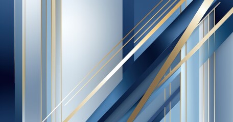 Obraz premium A modern abstract design featuring blue and gold diagonal lines against a gradient background, suitable for digital or print use.